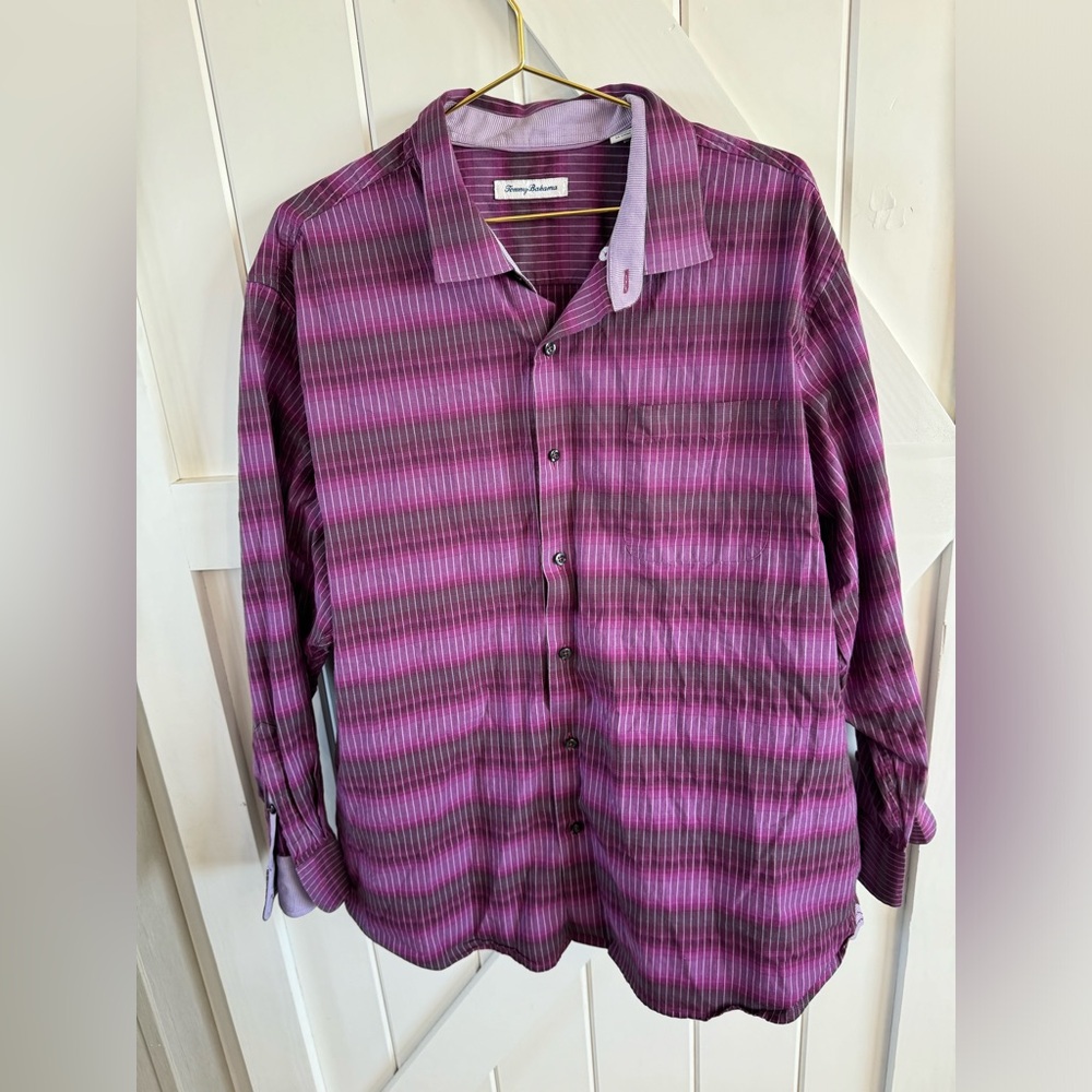 TOMMY BAHAMA BIG & TALL SILK/COTTON BLEND LONG SLEEVE BUTTON UP SHIRT SIZE 1XLB
